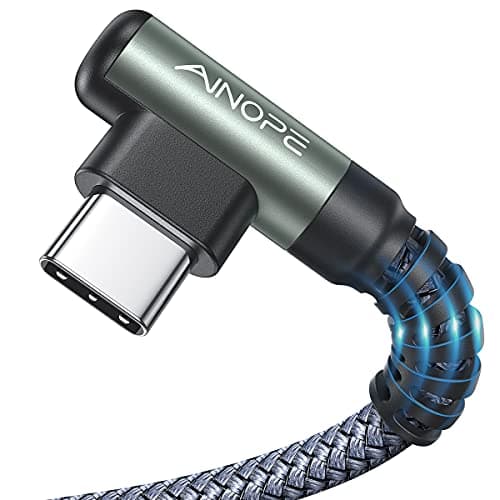 Image of AINOPE USB C Charger Cable - [2-Pack 2M] 3.1A Fast Charger USB C Right Angle USB to USB C Cable Nylon Braided for iPhone 17/16/15 Samsung Galaxy S25 S24 S23 S22, Gifts for Him Men Women
