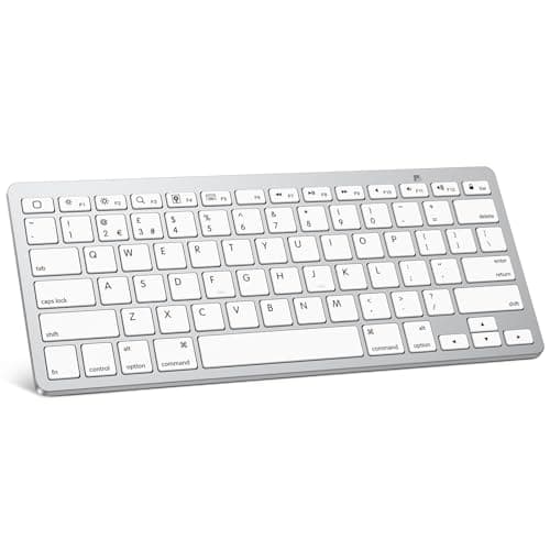 Image of OMOTON Bluetooth Wireless Keyboard for iOS Compatible with iPad Pro/Air/Mini, iPhone and More, UK QWERTY Keyboard Layout, Silver