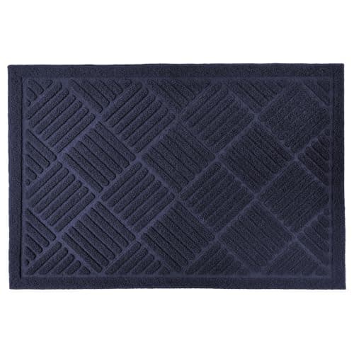 Image of Emma Barclay Non Slip Easy Care Absorbant Door Mat Rug (60x40cm) (Navy Cross Hatch)