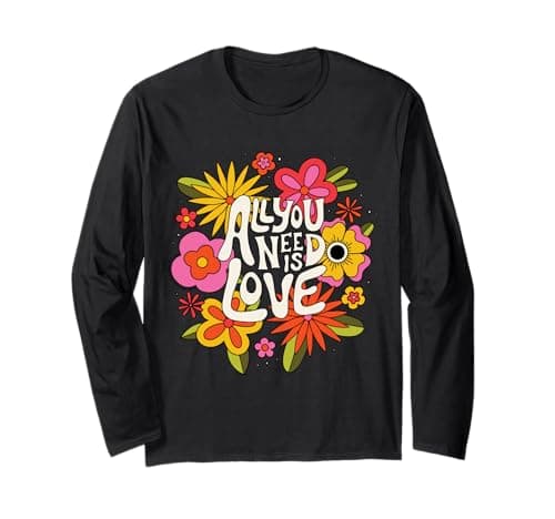 Image of The Beatles - All You Need Is Love Retro Flowers Long Sleeve T-Shirt