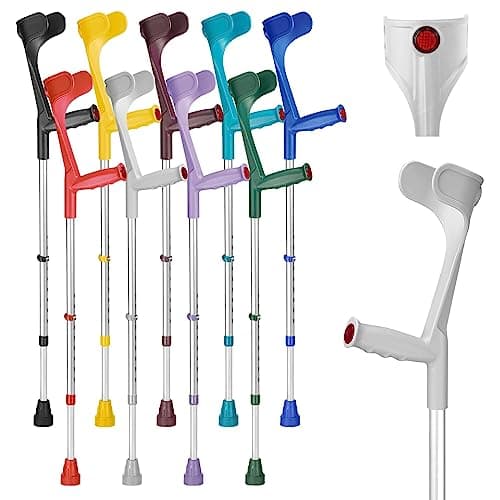 Image of Ossenberg Classic Open Cuff Ergonomic Grip Elbow Crutch – Grey – Single | Lightweight Height Adjustable Economy Comfort Coloured Forearm Crutch for Adults Men & Women Mobility and Walking Aid