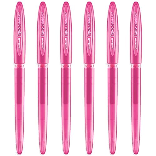 Image of uni-ball Signo UM-170 Gelstick Gel Rollerball Pen - 0.7mm Tip - Pink Ink - Pack of 6