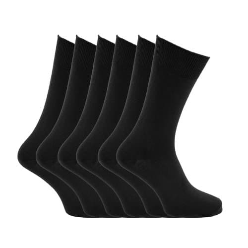 Image of Mens plain 100% cotton socks (Pack of 6) (Mens 6-11) (Black)