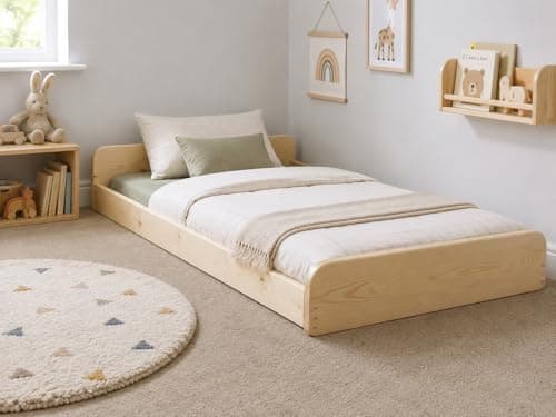Image of STRICTLY BEDS&BUNKS Leon Montessori Solid Pine Bed Frame (Natural, Small Double)