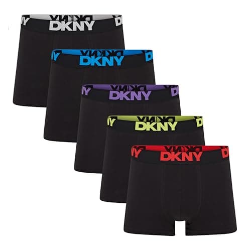 Image of DKNY Scottsdale Mens Boxers Shorts Multipack | Pack Of 5 Cotton Boxers For Men | Breathable Trunks, Cotton Fabric | Mens Underwear Trunks, Black, XL