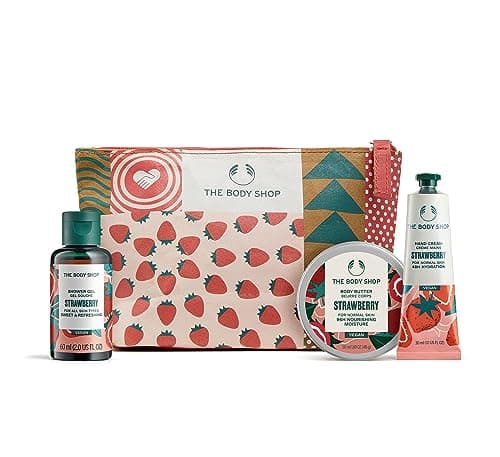 Image of The Body Shop Jolly & Juicy Strawberry Mini Gift Vegan shower gel body butter 3-Piece Set