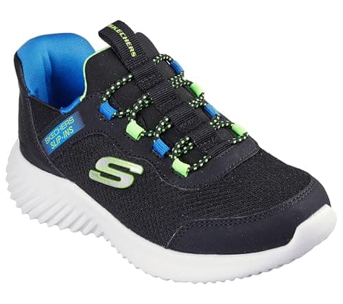 Image of Skechers Boy's Bounder Brisk-Burst Sneaker, Black Synthetic/Textile/Blue & Black Trim, 12 UK Child
