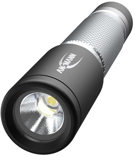 Image of ANSMANN Daily USE LED Torch 50B Including Micro AAA Battery - LED Torch Ideal for Use in The Home Garden Car Workshop or Camping - Handy & Robust 55 Lumen – 1600-0426, Silver
