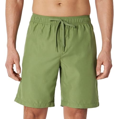 Image of Amazon Essentials Men's 9” (23cm) Swimming Shorts with Mesh Lining, Pockets, Drawstring Closure, Olive, XXL