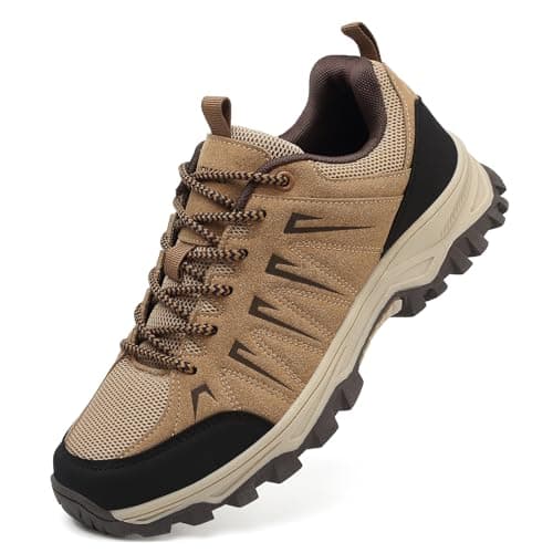 Image of HaloTeam Trekking Shoes Mens Outdoor Travelling Walking Shoes Non-Slip Lace-up Hiking Boots,Brown,7 UK
