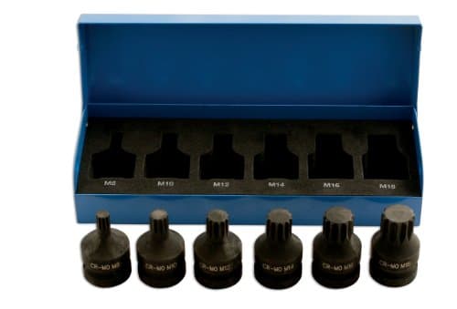 Image of Laser 4939 Impact Spline Socket Bit Set 1/2"D 6pc