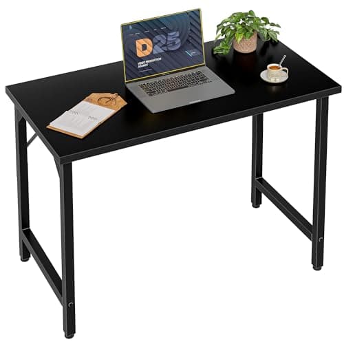 Image of Grandder 80 cm Computer Desk, Small Home Office Desk Study Writing Kid Table for Small Spaces, Simple PC Gaming Desk, Adjustable Feet, Black