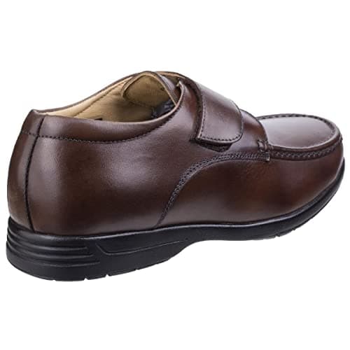 Image of Fleet & Foster Mens Fred Dual Fit Touch Fastening Moccasin Shoes Brown