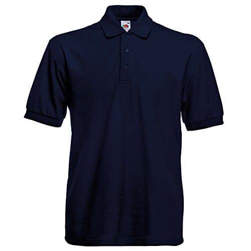 Image of Fruit Of The Loom 65/35 Men's Pique Short Sleeve Polo Shirt, Dark navy blue, M
