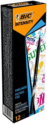 Image of Bic Intensity 0.4 mm Fine Point Writing Felt Tip Pens (Pack of 12) 12 Black