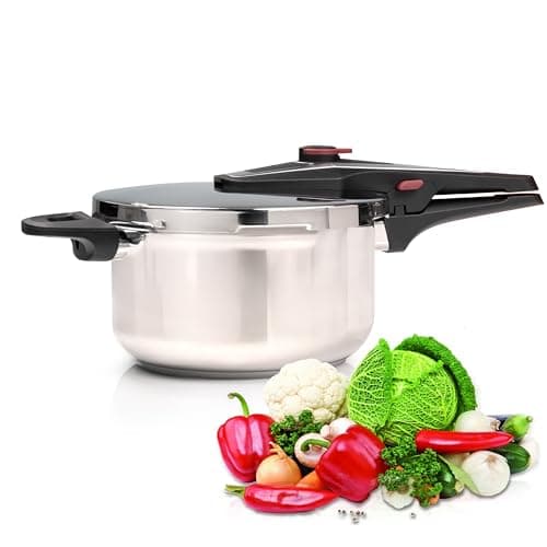 Image of Crystals 4L/6L Stainless Steel Pressure Cooker – Large Induction Hob Compatible Cooker with Dual Handles for Fast Cooking at Home or in Catering Kitchens (4L Pressure Cooker)