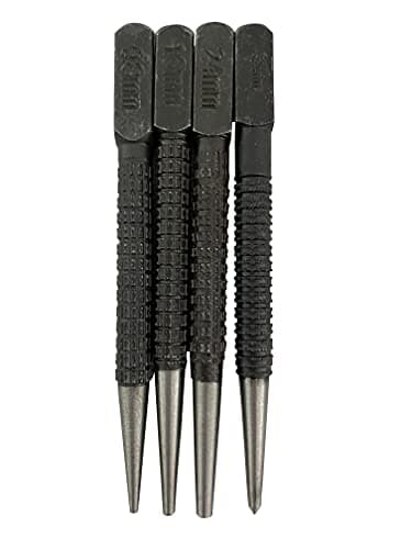 Image of 4 Piece Nail Punch and Centre Punch Set (0.8mm, 1.6mm, 2.4mm and 3.0mm); 3 x Nail Punches and 1 x Centre Punch