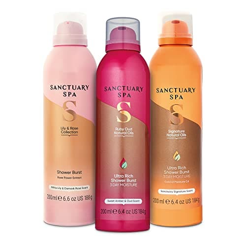 Image of Sanctuary Spa Shower Burst Trio | Signature | Ruby Oud | Lily and Rose Shower Body Wash Bundle | 3 x 200 ml | Mineral Oil Free, Cruelty Free & Vegan