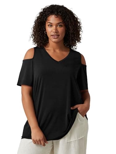 Image of EVANS Curve Cold Shoulder Top - Women's - Plus Size Curve Black