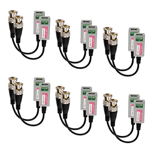 Image of OTOTEC 6 PAIRS (12pcs) Passive Mini CCTV BNC Video Balun Transceiver Cable for BNC Male Cable Via CAT5/5E/6 Twisted Pair Transmitter CCTV Security Camera System