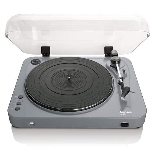Image of Lenco L-85 Grey | 33 & 45 RPM Semi-Automatic Belt Drive USB Turntable for Vinyl with Integrated Stereo Pre-Amplifier and Moving Magnetic Cartridge (MMC) - Grey Record Player