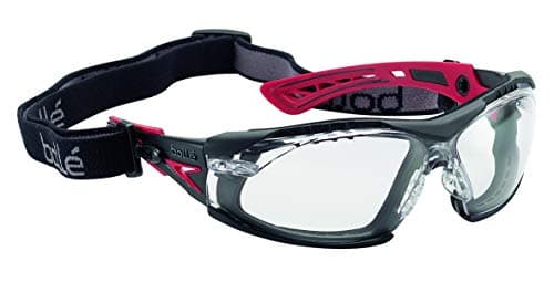 Image of Bollé RUSHPFSPSI One Size "Rush+" Safety Spectacles with Foam Edge and Strap - Red/Black