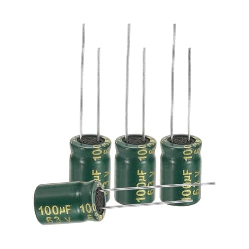 Image of sourcing map 100Pcs Electrolytic Capacitor High Frequency 100UF 63V with Aluminum Radial Leads 8 x 12mm High Ripple Current Low Impedance
