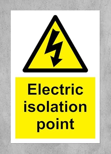 Image of Electric isolation point Safety sign - 1.2mm Rigid plastic 300mm x 200mm