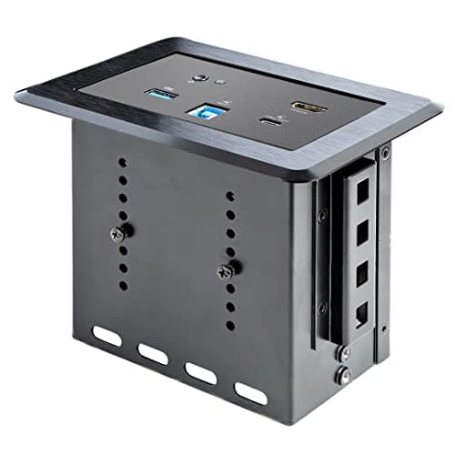 Image of StarTech.com Conference Room Docking Station - Universal Laptop Dock - 4K HDMI, 60W Power Delivery, USB Hub, GbE, Audio - In-Table Connectivity Box For Huddle/Boardroom Collaboration Space (KITBZDOCK)