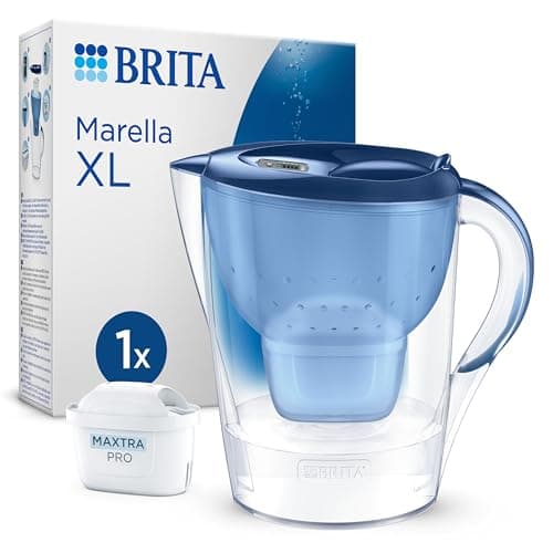 Image of BRITA Marella XL Water Filter Jug Blue (3.5L) incl. 1x MAXTRA PRO Pure Performance cartridge - large-volume jug with digital LTI and Flip-Lid - now in sustainable Smart Box packaging