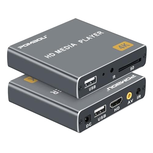 Image of 4K Ultra HD Digital Media Player, TV MP4 Video Player, Mini Digital Signage HDMI Media Players for USB Drive/SD Card, Looping Auto Play, H.265/HEVC, with Analog AV (Grey)