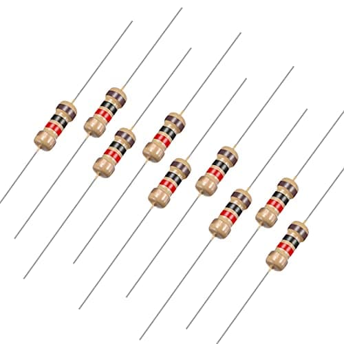 Image of sourcingmap 100Pcs 1K Ohm Resistor, 1/4W 5% Tolerance Carbon Film Resistors, 4 Bands for DIY Electronic Projects and Experiments