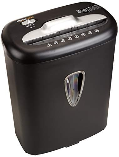 Image of Amazon Basics 7-8 Sheet Cross Cut Paper and Credit Card Shredder with 15.5L Bin for Business & Home Office Use with Reverse Function, Black