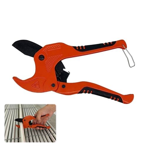 Image of 42mm PVC Pipe Cutter, Heavy Duty Plastic Pipe Cutter, Ratchet Pipes Cutters for Cutting PVC PEX PPR Plumbing Plastic Rubber Hoses Plastic Pipes Cutters with Non-Slip Handle