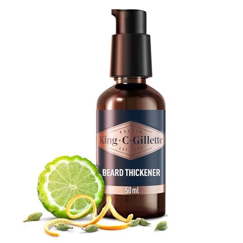 Image of King C. Gillette Men's Beard Thickener, Fuller & Thicker Beard In 14 Days, Infused With King C. Signature Scent, With Notes Of Sandalwood, Cedar, Bergamot, Cardamon Seeds And Mandarin 50ml
