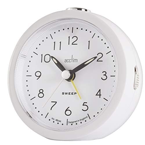 Image of Acctim 15812 Kiera Non-Ticking Sweep Seconds Hand White Alarm Clock With Snooze