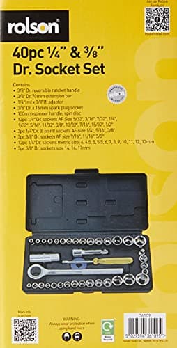 Image of Rolson 36109 40 pc 1/4" & 3/8" Dr. Socket Set