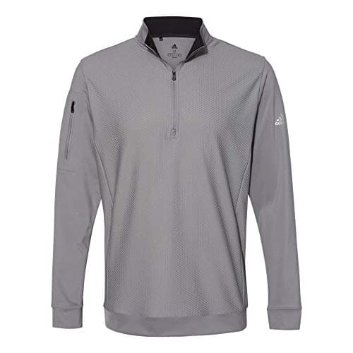 Image of adidas Mens Performance Texture Quarter-Zip Pullover (A295) -Grey Three -2XL