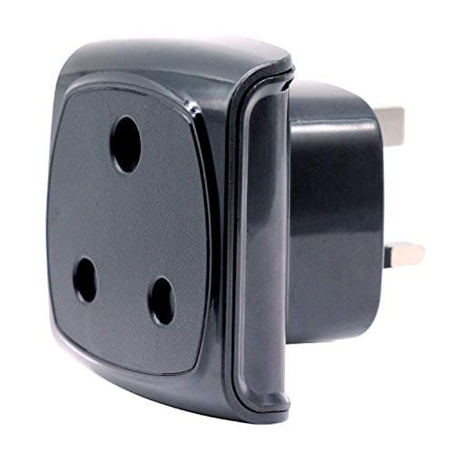 Image of South Africa 3-pin Large Plug Type M Adapter Convert to 3-pin UK Socket, BS 8546 Approved, 13A Fuse with Safety Shutter (1 Piece, Black)