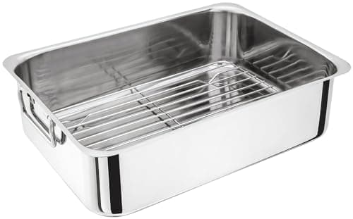 Image of Judge Extra Large Stainless Steel Roasting Pan with Rack, 36cm x 26cm x 10cm, Oven Safe, Dishwasher Safe, Gift Box