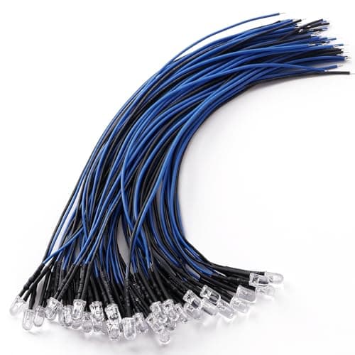 Image of YIXISI 40 PCS 5mm LED Diodes Light, 12V 20cm Pre Wired LED, Emitting Diodes Pre Wired, Blue