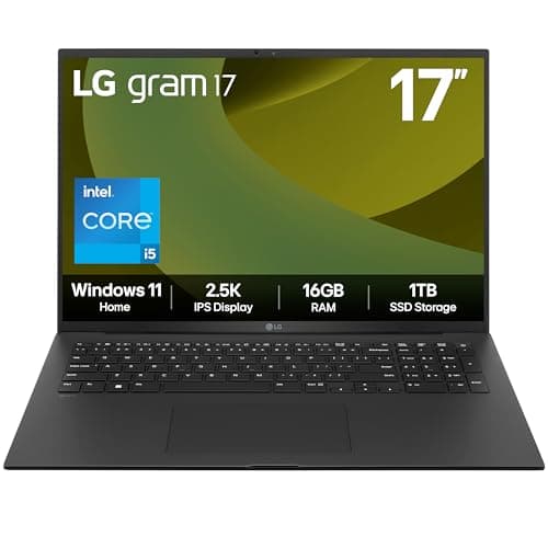 Image of LG gram 17Z90RU - 17 Inch 2.5K IPS Ultra-Lightweight Laptop, Intel Core i5 1334U, 16GB RAM, 1TB SSD, Windows 11 Home, Black (2025)