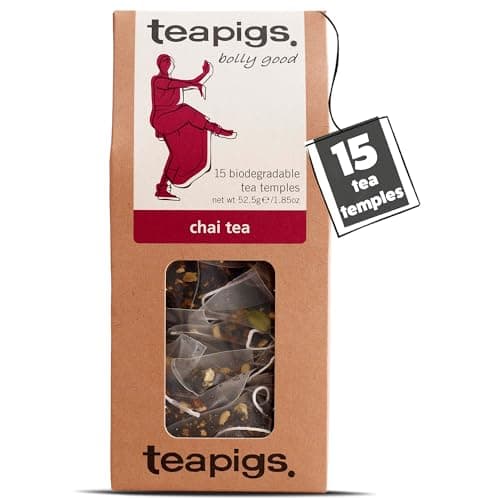 Image of teapigs Chai Tea - Assam Black Tea Bags with Cinnamon, Ginger & Cardamom - Strong and Spicy Aromatic Blend - 15 Temples