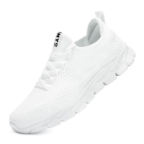 Image of Womens Trainers Running Shoes Jogging Fitness Sneakers Lightweight Breathable Walking Gym Sports Casual Trainers Tennis Shoes，White Size 5.5 UK
