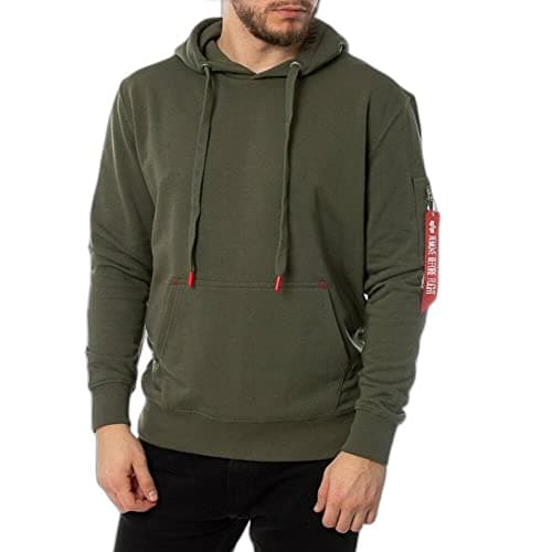 Image of Alpha Industries Space Shuttle Hoody Hooded Sweat for Men Dark Olive