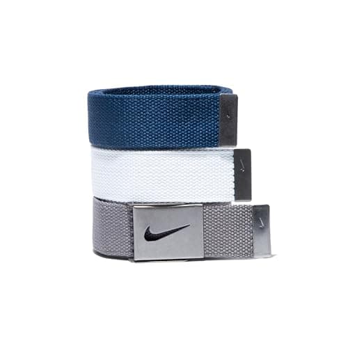 Image of Nike Men's 3 Pack Golf Web Belt, White/Gray/Navy, One size