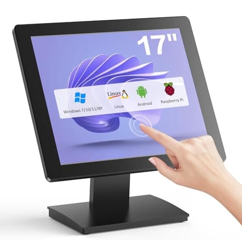 Image of NewHail 17 inch POS Touch Screen Monitor, Full HD 1280 x 1024 Capacitive Touchscreen with HDMI/VGA Input, Heavy-Duty Metal Stand, for Retail, Restaurant, Bar, Gym, Warehouse and POS System
