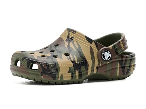Image of Crocs Unisex Kids Clog, Classic Camouflage Clog, Army Green/Multi, 10 UK Child