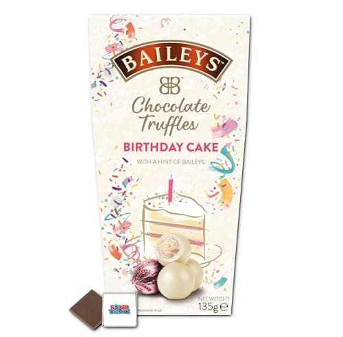 Image of Baileys Irish Cream White Chocolate Birthday Cake Twist-Wrapped Truffles in Carton - 1x135g Boxed Treatz