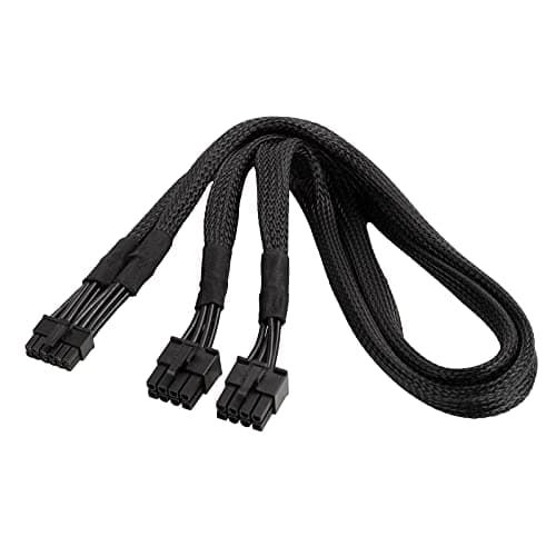 Image of SilverStone PP12-EPS, 2 x EPS 8 pin (PSU) to 12 pin (GPU) power cable, SST-PP12-EPS